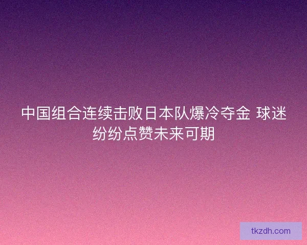 中国组合连续击败日本队爆冷夺金 球迷纷纷点赞未来可期