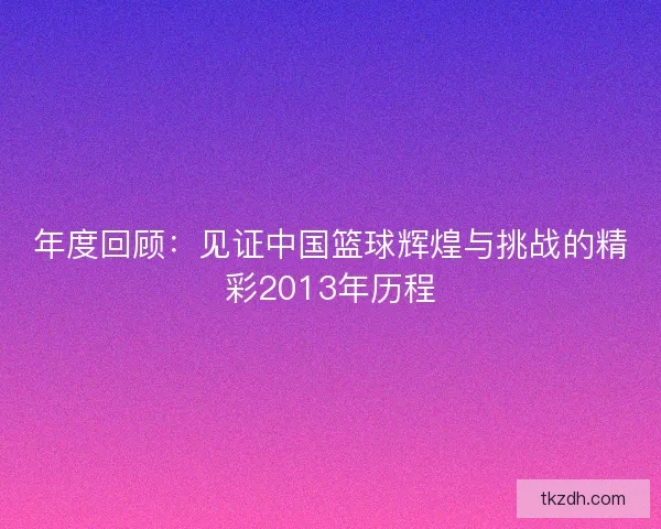 年度回顾：见证中国篮球辉煌与挑战的精彩2013年历程