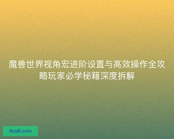 魔兽世界视角宏进阶设置与高效操作全攻略玩家必学秘籍深度拆解
